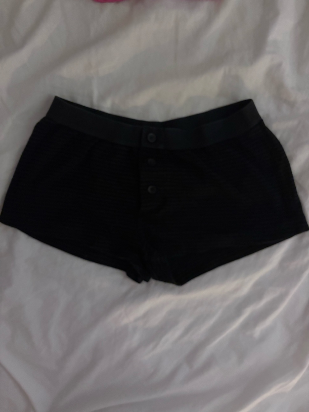 Brandy Melville Black Stripped Button-Up Shorts